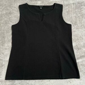 Talbots Black Split Neck Sleeveless Blouse M